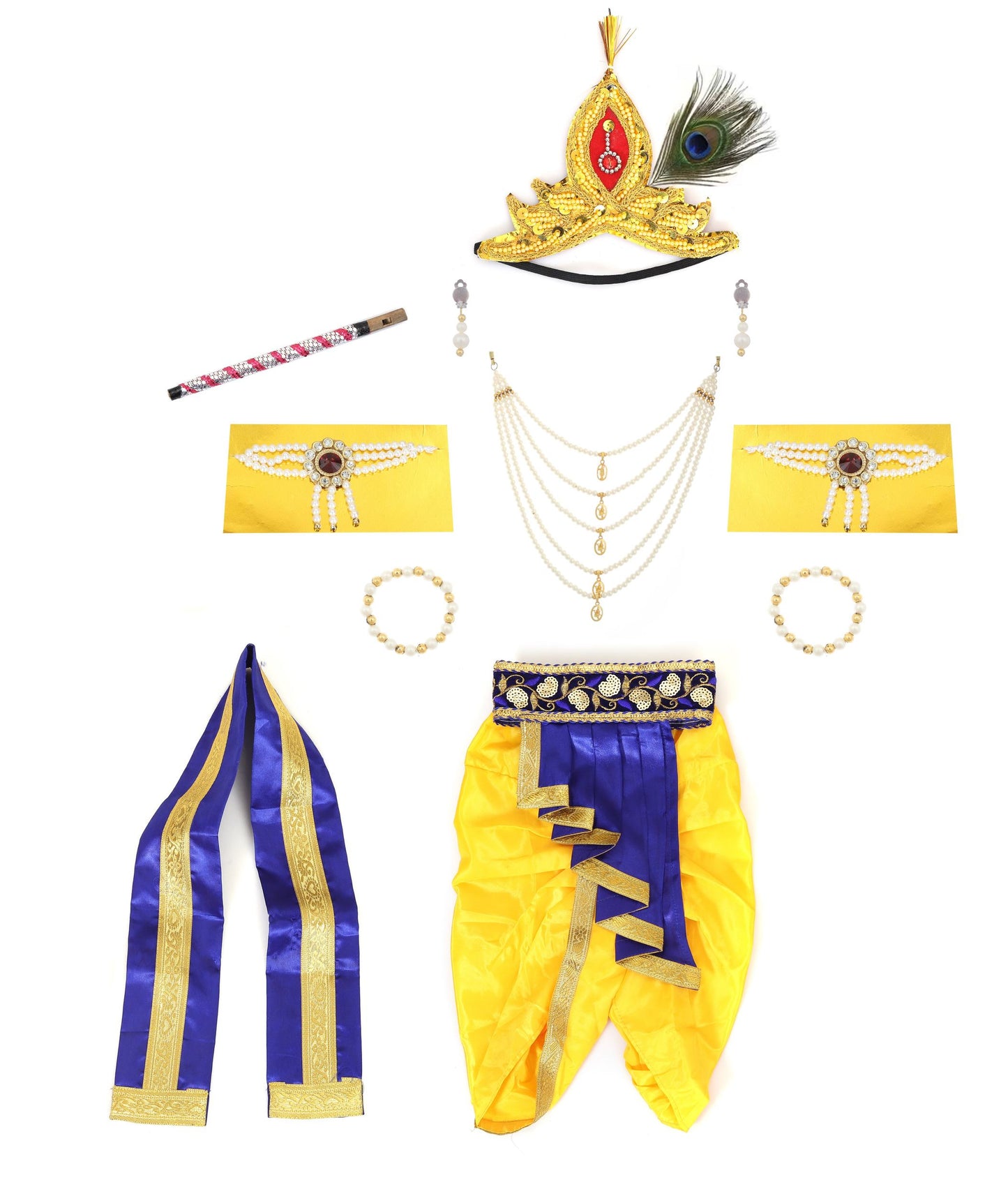 Raj Fancy Dresses Krishna Dress for Kids, Baby Krishna Dress for Janmashtami with Krishna Mukut