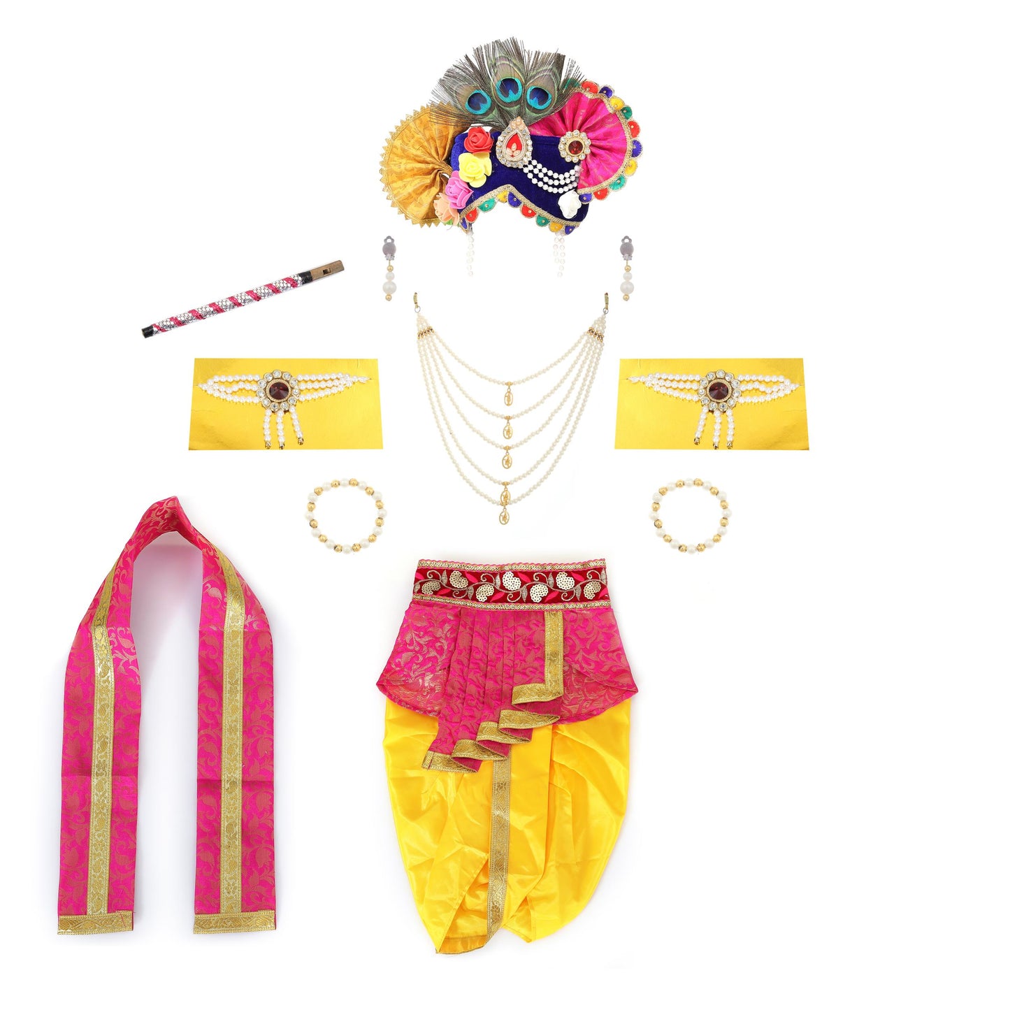 Raj Fancy Dresses Krishna Dress for Kids, Baby Krishna Dress for Janmashtami with Krishna Mukut