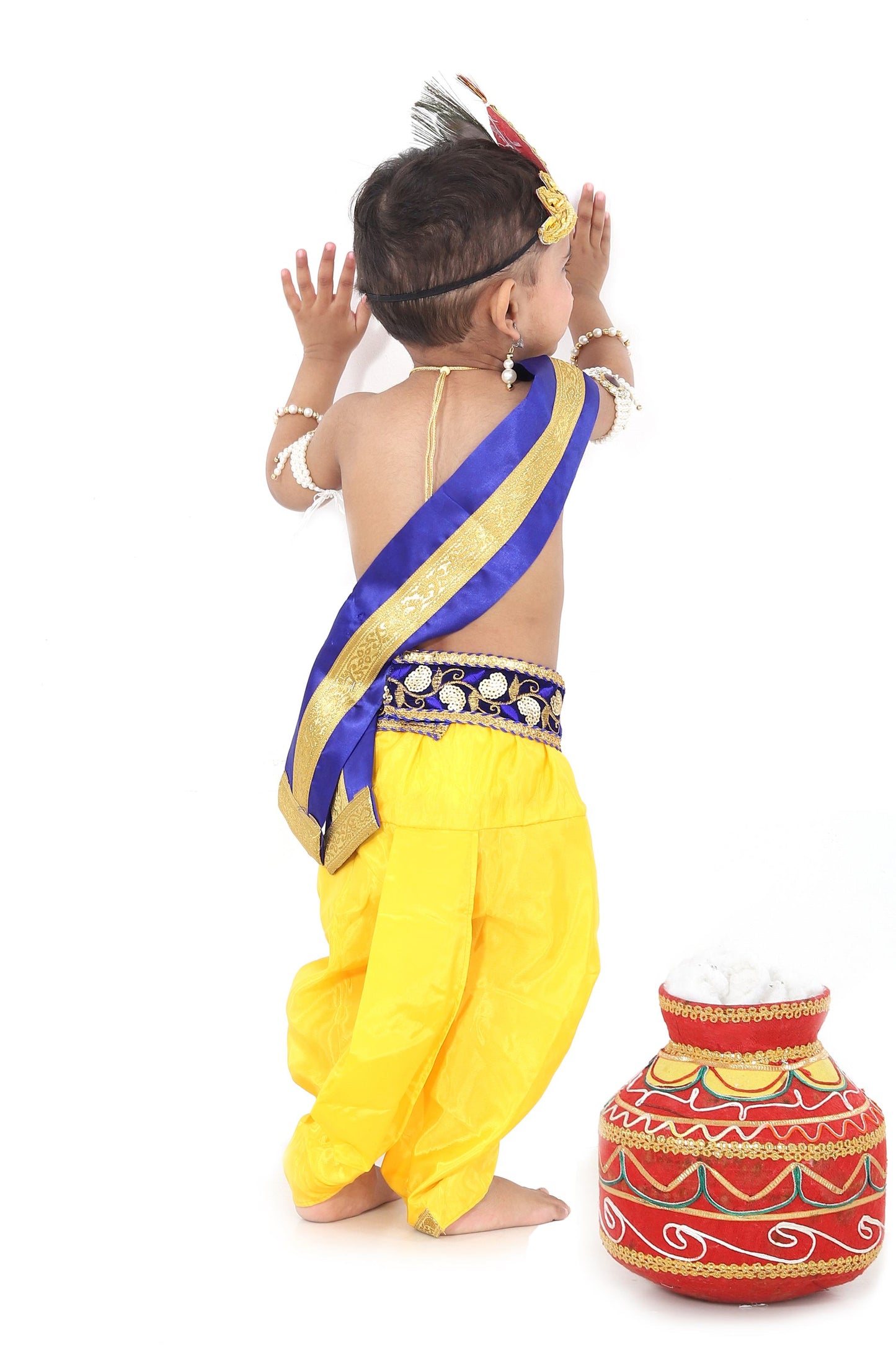 Raj Fancy Dresses Krishna Dress for Kids, Baby Krishna Dress for Janmashtami with Krishna Mukut