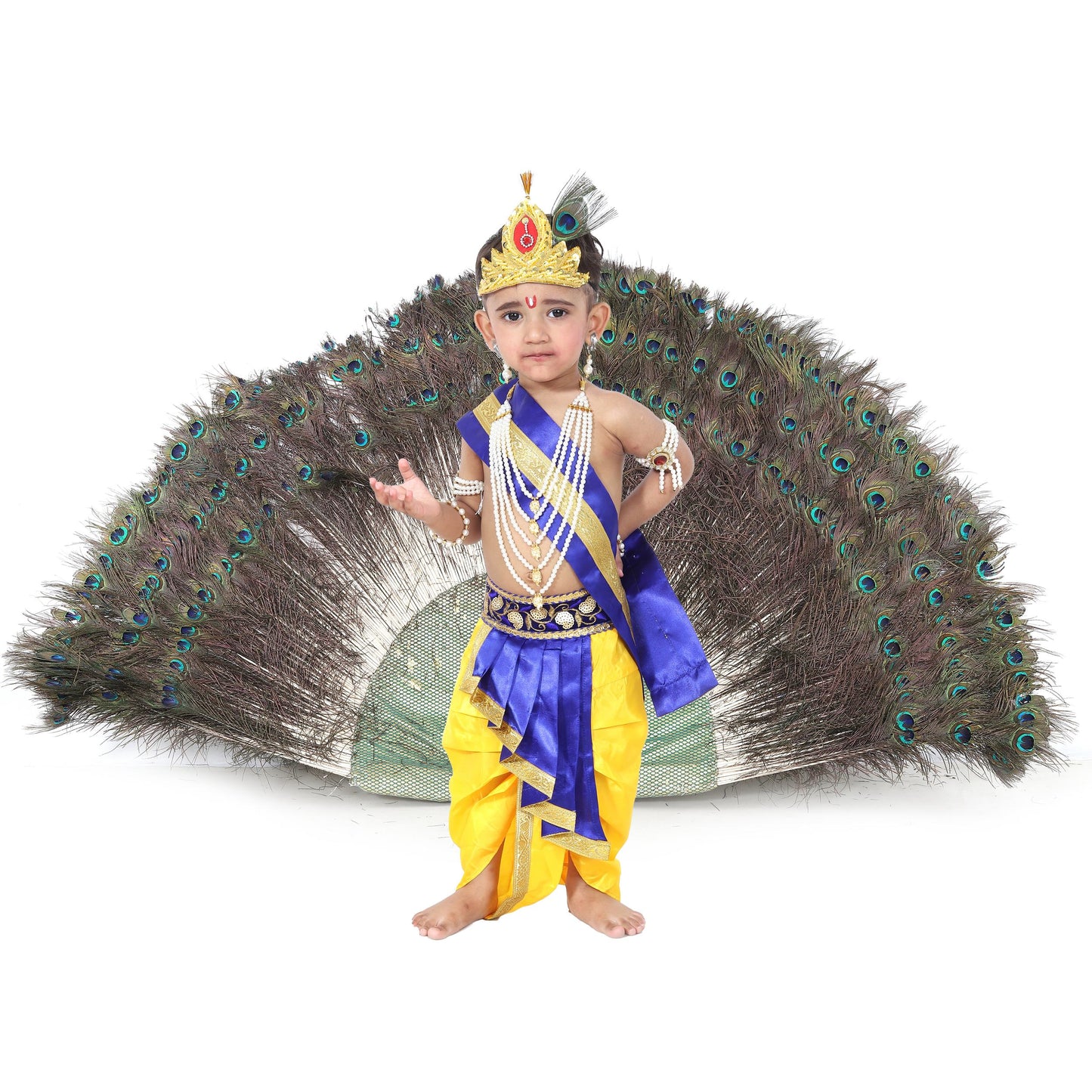 Raj Fancy Dresses Krishna Dress for Kids, Baby Krishna Dress for Janmashtami with Krishna Mukut