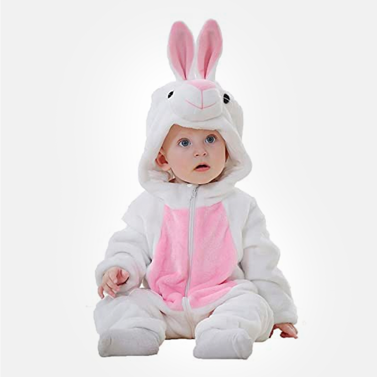 Animal Costume Toddler Winter Autumn Flannel Hooded Romper Cosplay Outfits & Jumpsuit For Unisex Baby & Kids - White Rabbit