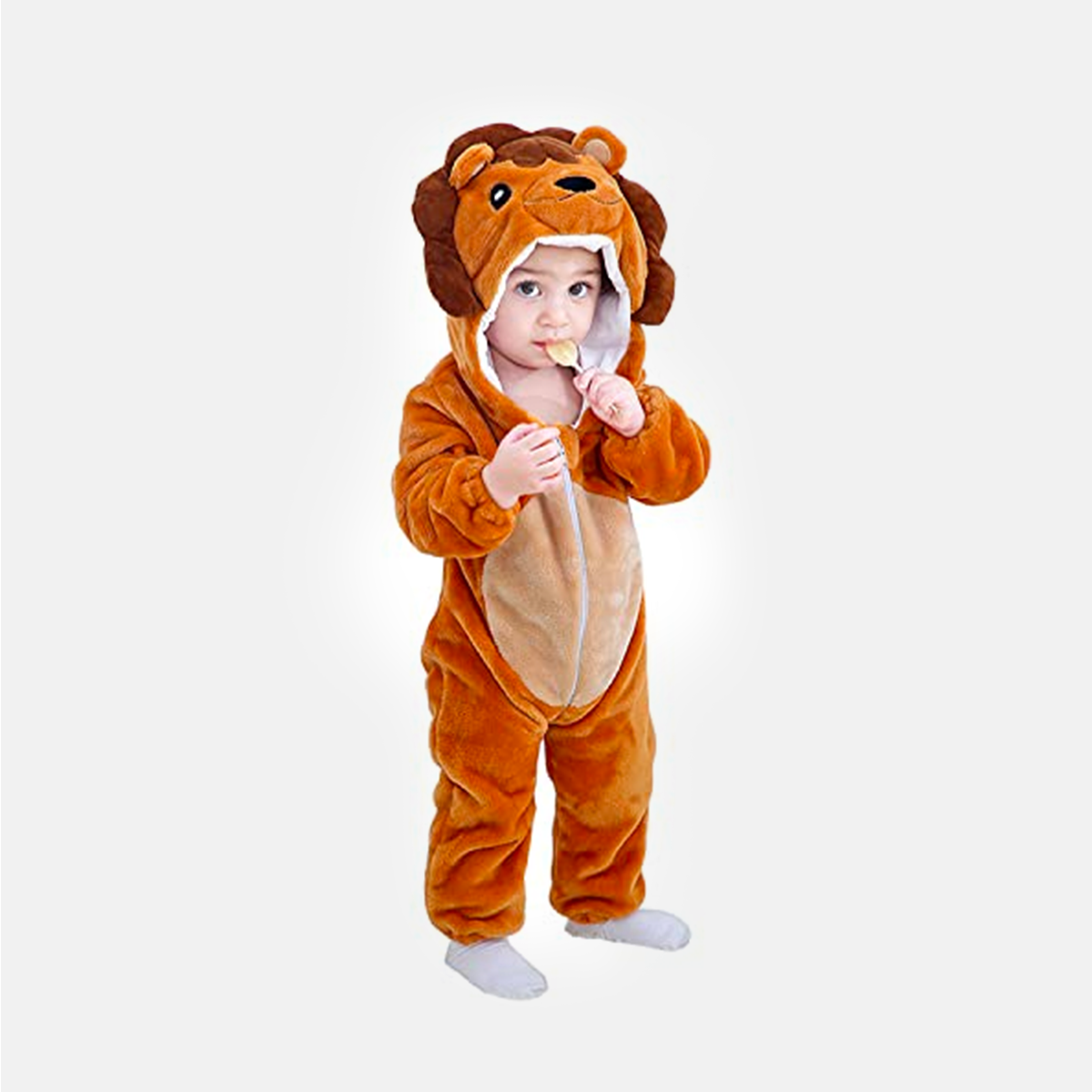 Animal Costume Toddler Winter Autumn Flannel Hooded Romper Cosplay Outfits & Jumpsuit For Unisex Baby & Kids - Lion
