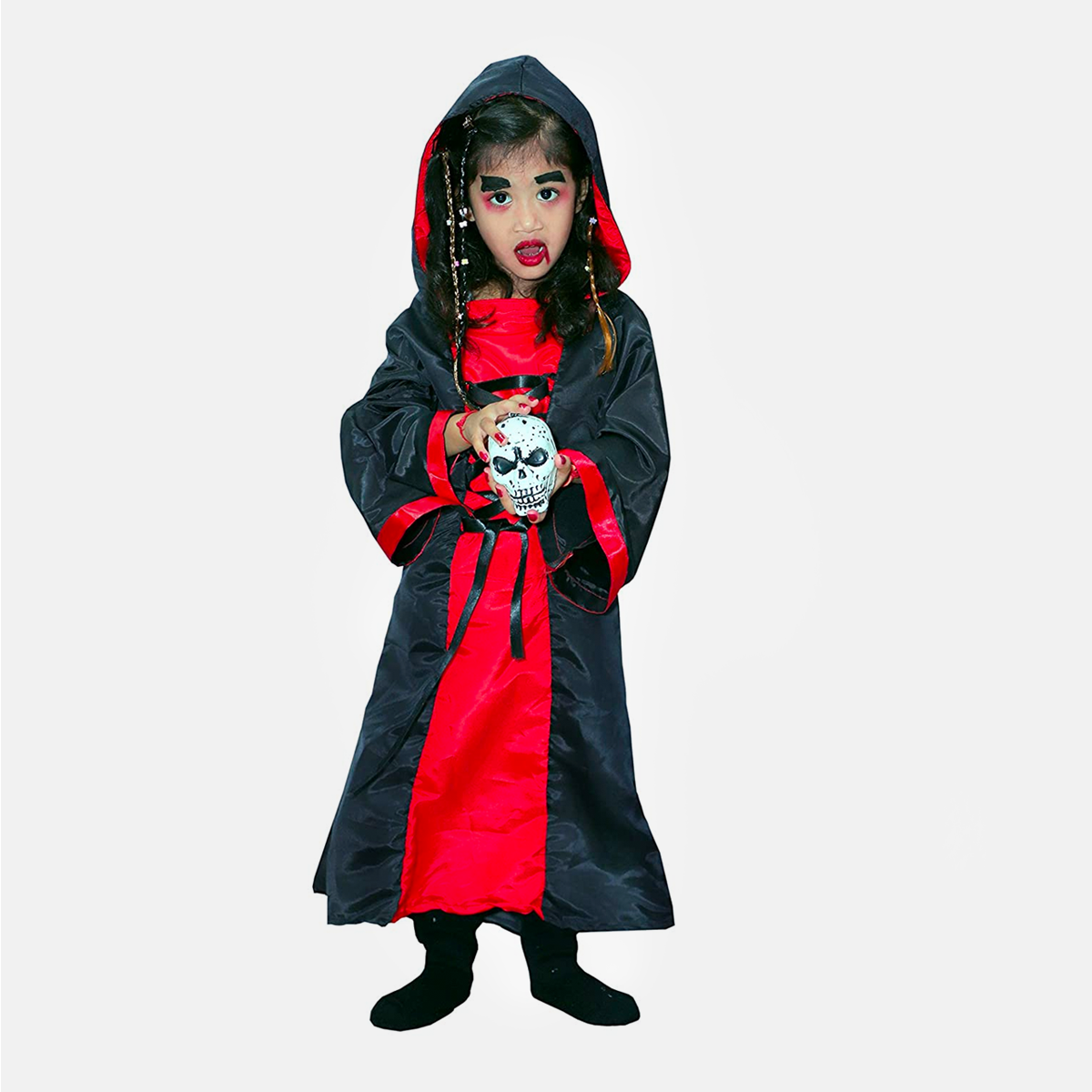 Halloween for Girls, Frock Style California Cosplay Costume in Multiple Colours - RedBlack_Witch