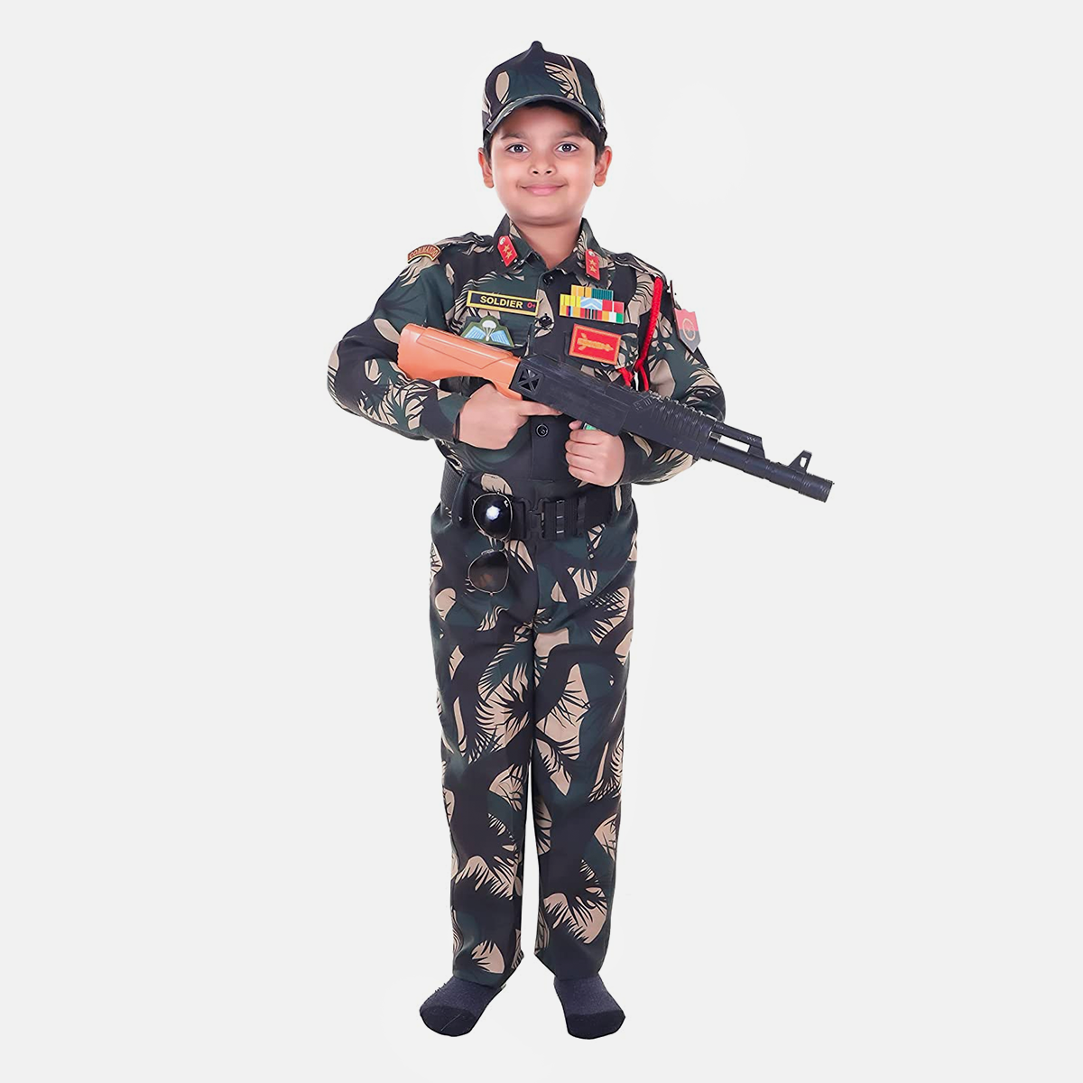 Army Dress for Kids, Polyester Fabric Indian Military Soldier