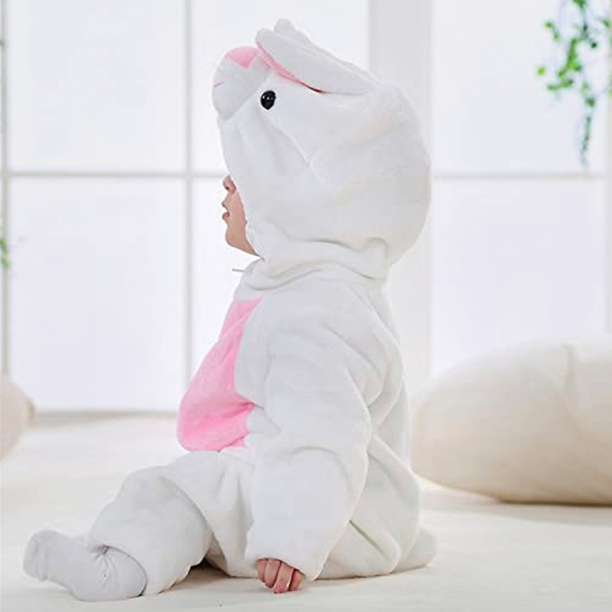 Animal Costume Toddler Winter Autumn Flannel Hooded Romper Cosplay Outfits & Jumpsuit For Unisex Baby & Kids - White Rabbit