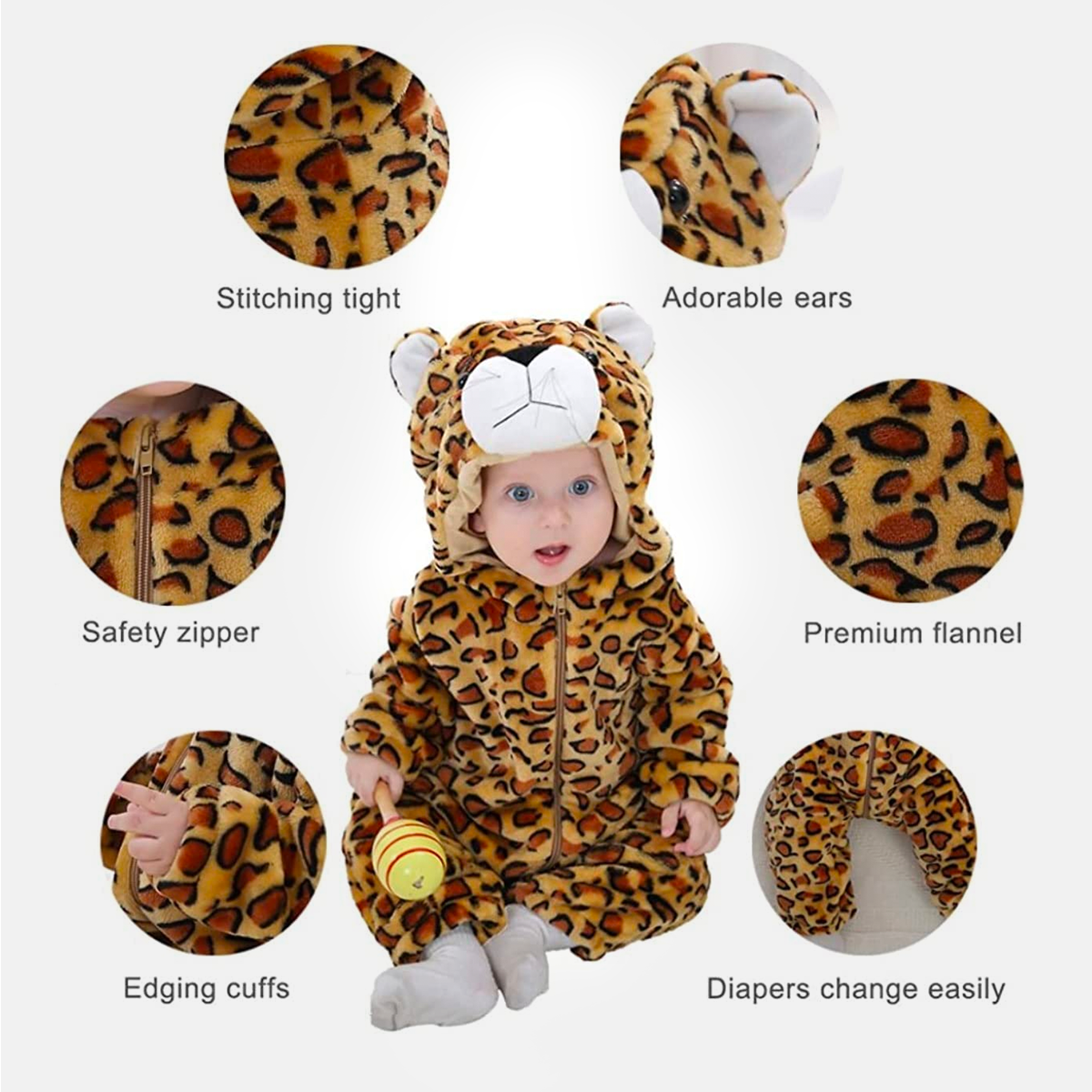 Animal Costume Toddler Winter Autumn Outfits & Jumpsuit For Unisex Baby & Kids - Leopard