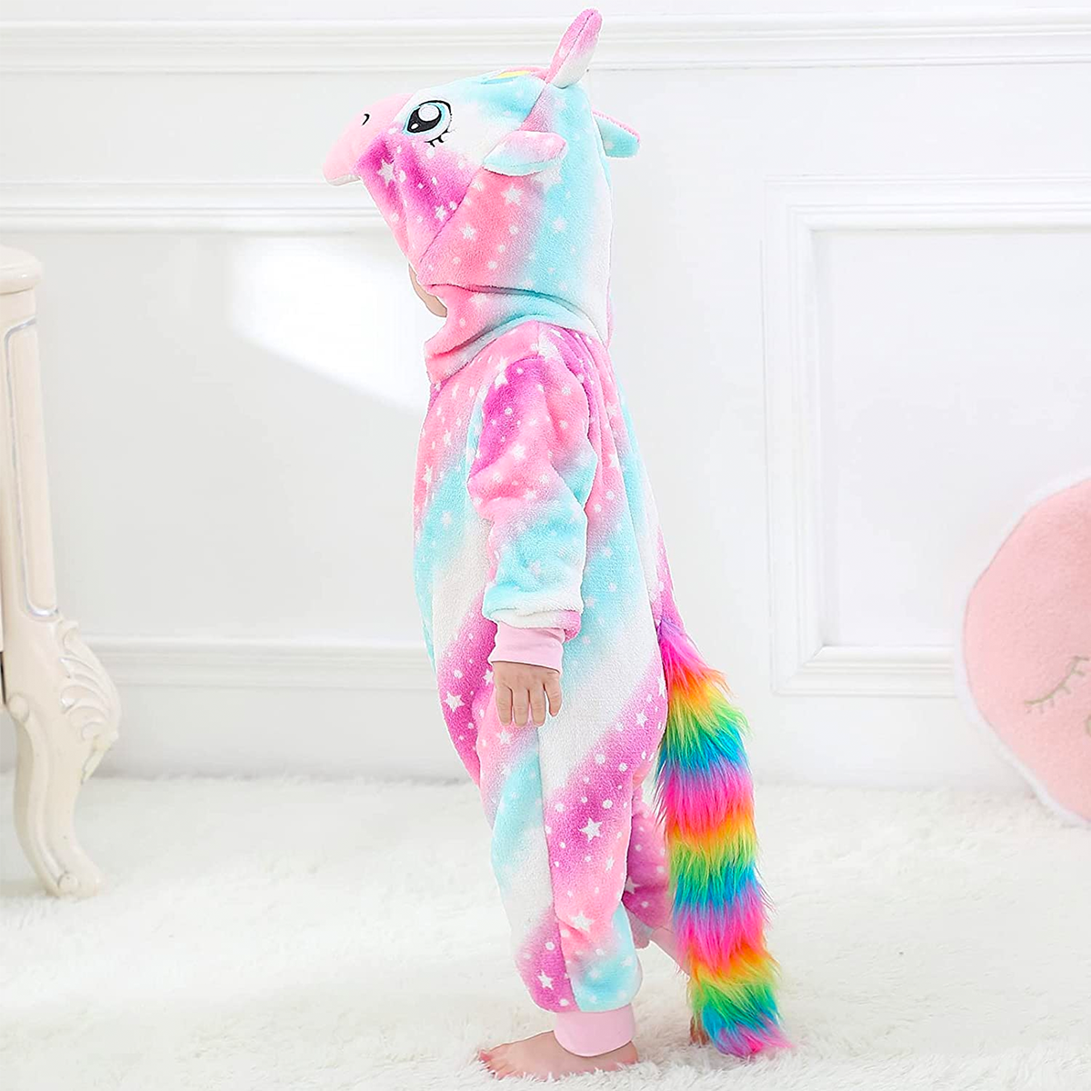 Animal Costume Toddler Winter Autumn Flannel Hooded Romper Cosplay Outfits & Jumpsuit For Unisex Baby & Kids - Unicorn