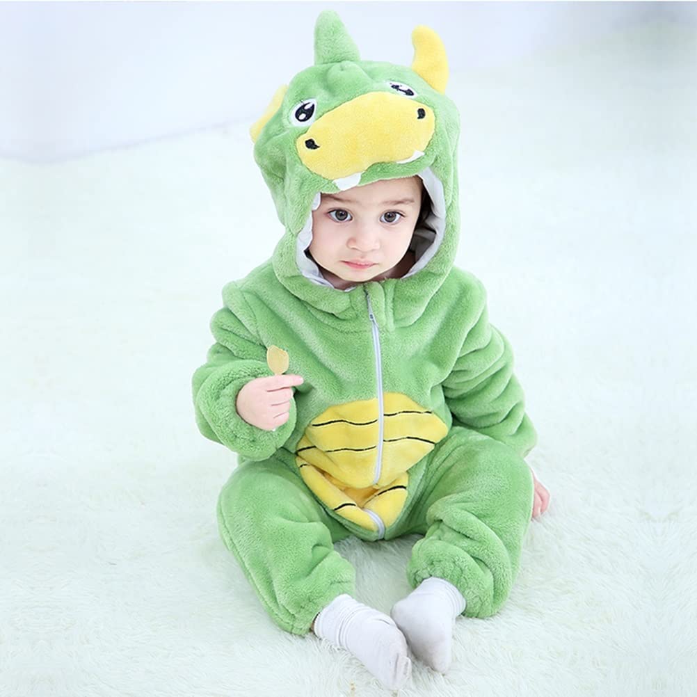 Animal Costume Toddler Winter Autumn Flannel Hooded Romper Cosplay Outfits & Jumpsuit For Unisex Baby & Kids - Dinosaur
