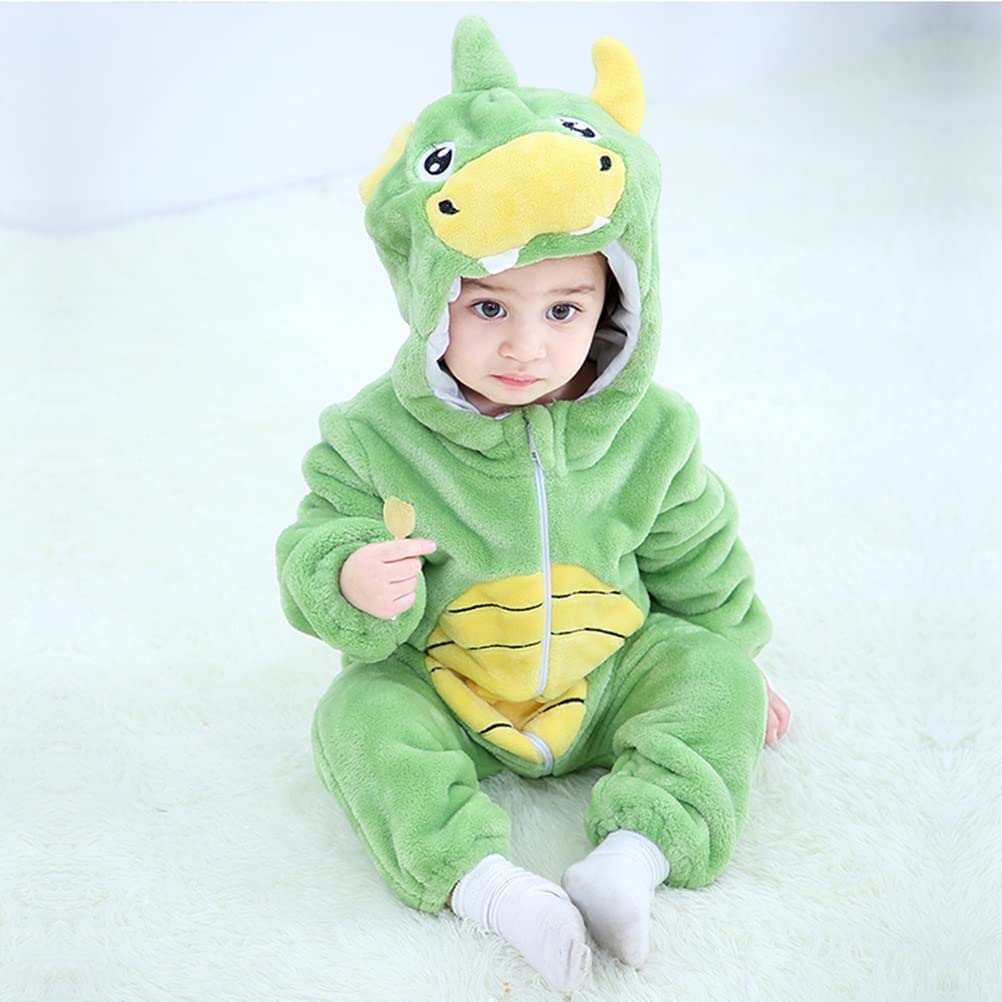 Animal Costume Toddler Winter Autumn Flannel Hooded Romper Cosplay Outfits & Jumpsuit For Unisex Baby & Kids - Dinosaur