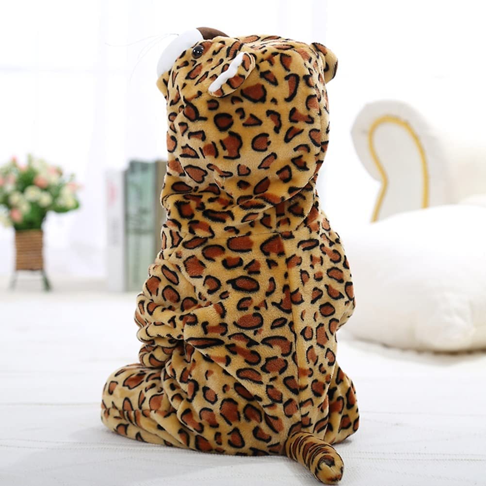 Animal Costume Toddler Winter Autumn Flannel Hooded Romper Cosplay Outfits & Jumpsuit For Unisex Baby & Kids - Leopard