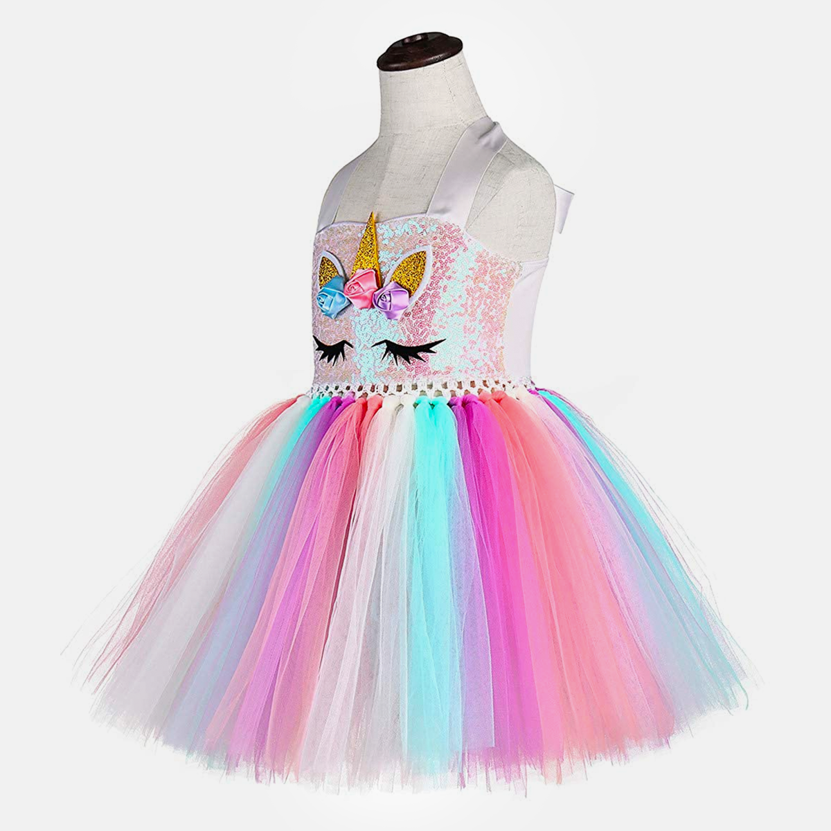Unicorn Dress Frill Hopscotch Skirt Outfit Tutu Princess Costume With Headband For Baby Girl & Kids - 2PC