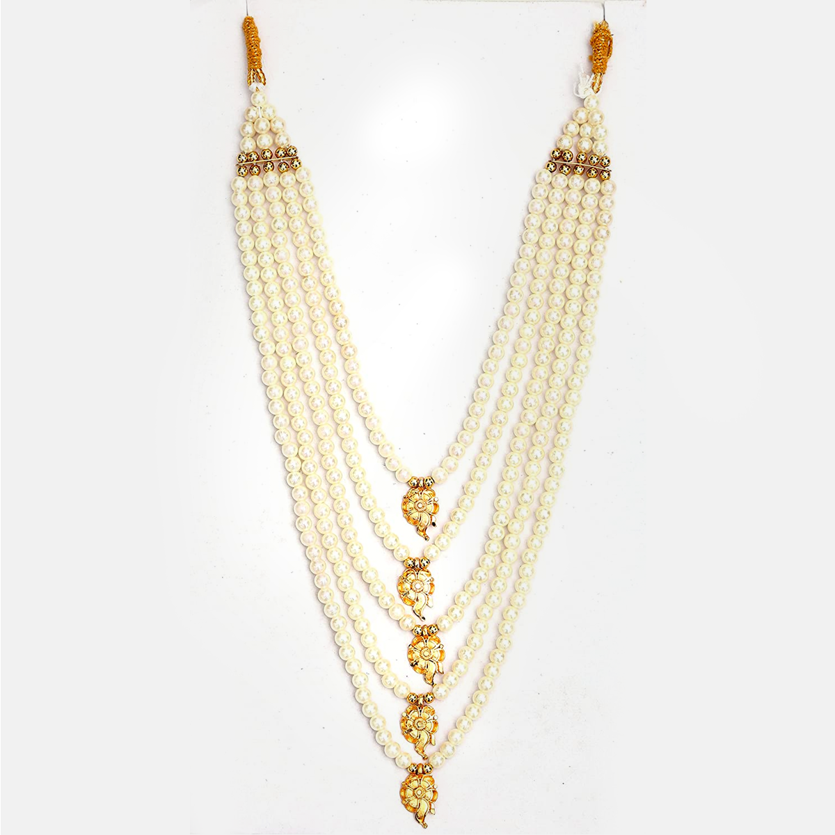Janmashtmi Dress with Diaper-friendly Dhoti & Dupatta, Mor Pankh Mukut, 5-Layer Mala, Baju Bandh & Bansuri - Jewellery_Kids_BASIC