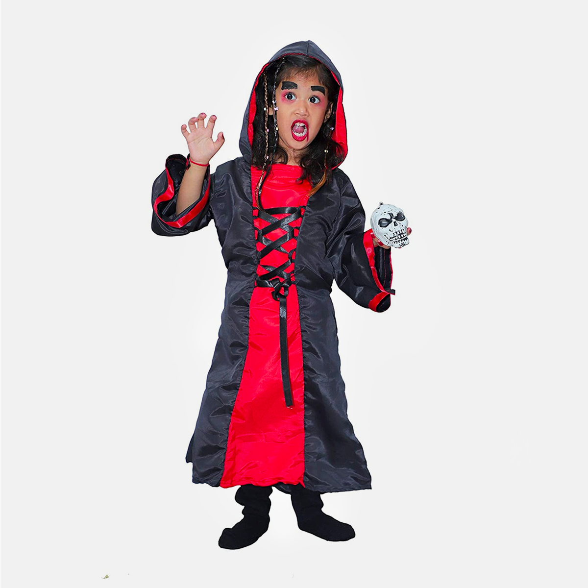 Halloween for Girls, Frock Style California Cosplay Costume in Multiple Colours - RedBlack_Witch