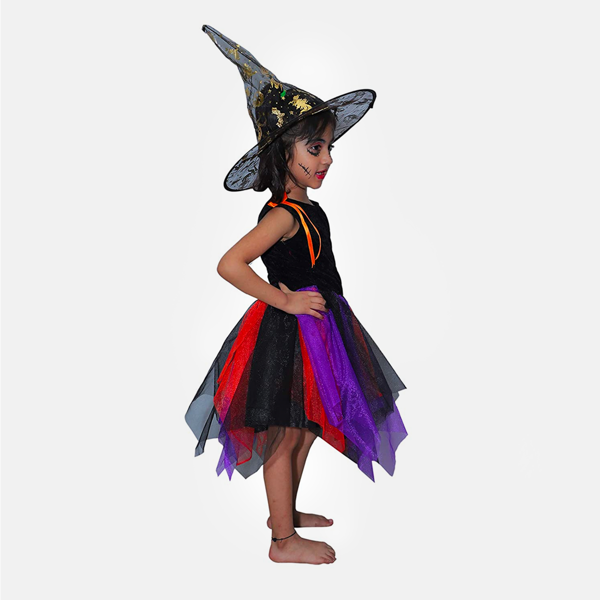 Halloween for Girls, Frock Style California Cosplay Costume in Multiple Colours - Witch_MultiC