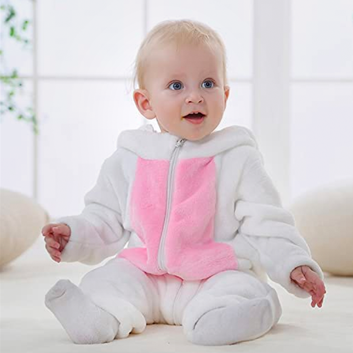 Animal Costume Toddler Winter Autumn Flannel Hooded Romper Cosplay Outfits & Jumpsuit For Unisex Baby & Kids - White Rabbit