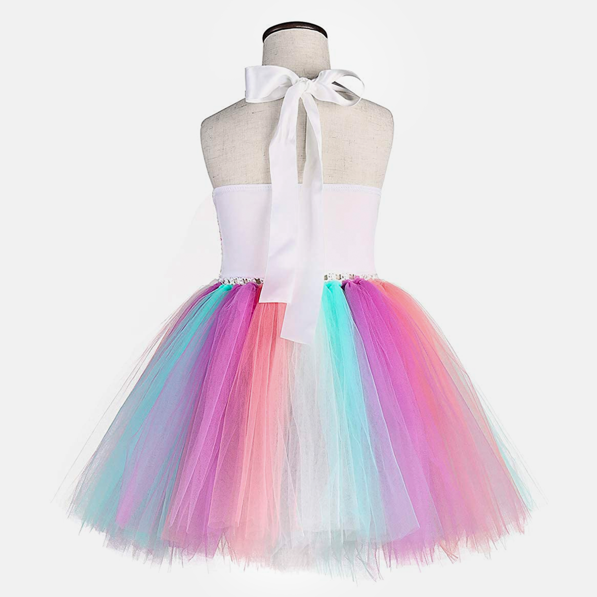 Unicorn Dress Frill Hopscotch Skirt Outfit Tutu Princess Costume With Headband Wings For Baby Girl & Kids (3pc)