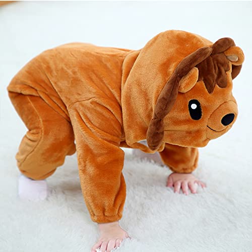 Animal Costume Toddler Winter Autumn Flannel Hooded Romper Cosplay Outfits & Jumpsuit For Unisex Baby & Kids - Lion