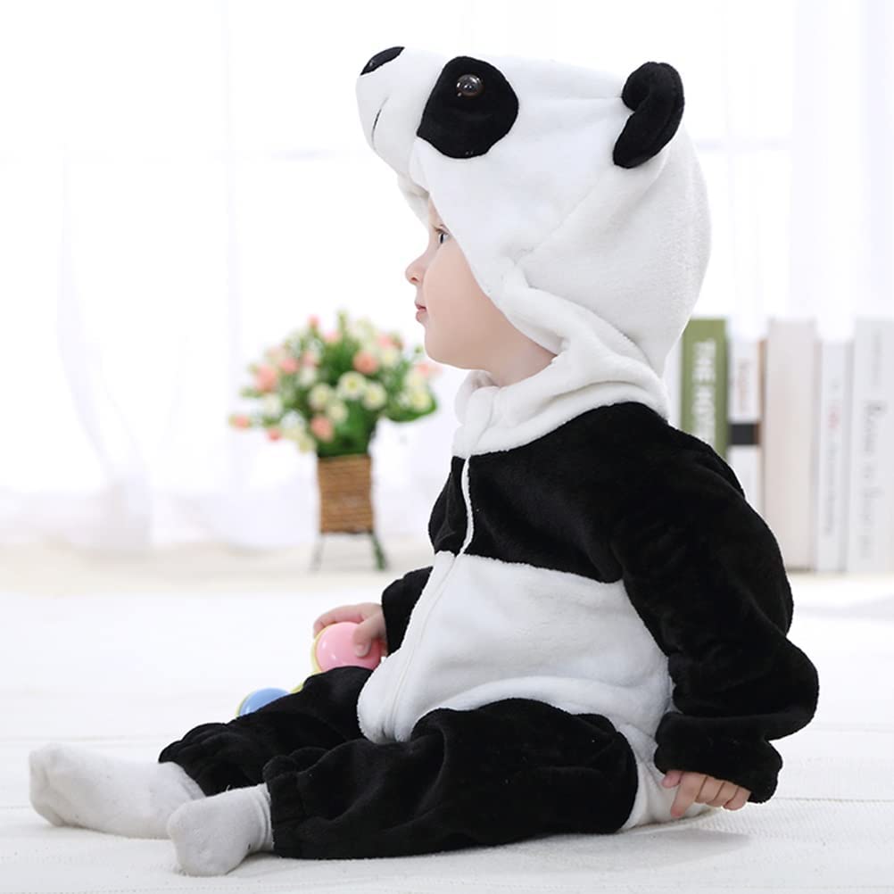 Animal Costume Toddler Winter Autumn Flannel Hooded Romper Cosplay Outfits & Jumpsuit For Unisex Baby & Kids - Panda