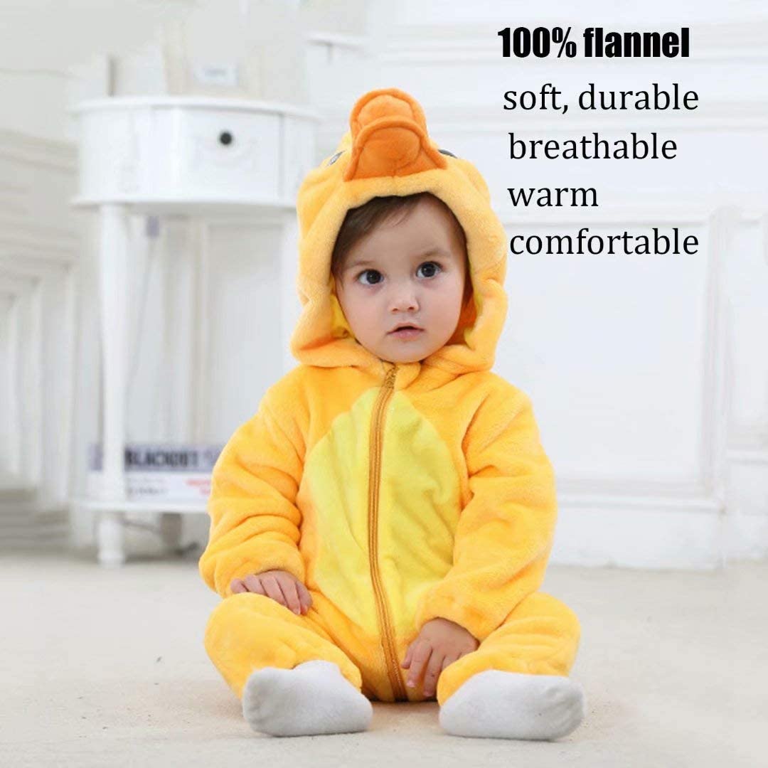 Animal Costume Toddler Winter Autumn Flannel Hooded Romper Cosplay Outfits & Jumpsuit For Unisex Baby & Kids - Duck