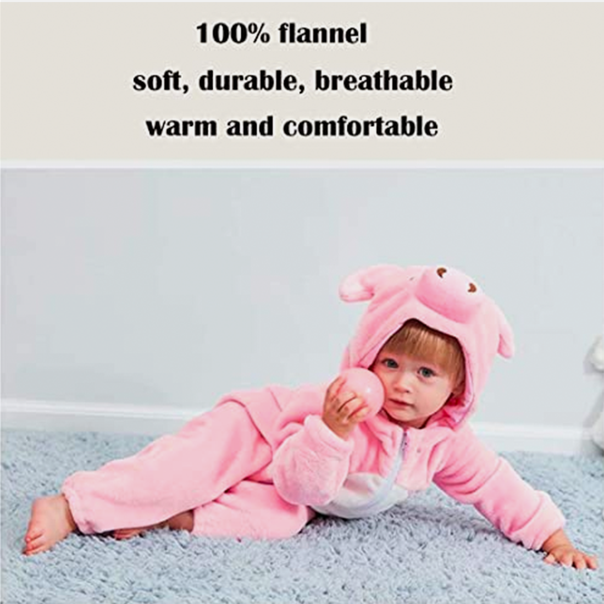 Animal Costume Toddler Winter Autumn Flannel Hooded Romper Cosplay Outfits & Jumpsuit For Unisex Baby & Kids - Pig