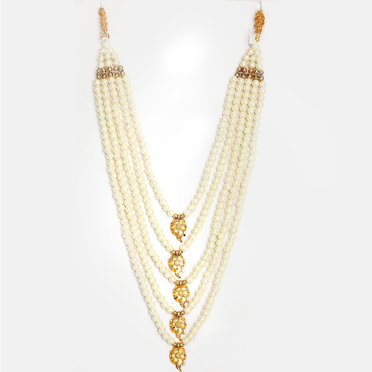 Janmashtmi Dress with Diaper-friendly Dhoti & Dupatta, Mor Pankh Mukut, 5-Layer Mala, Baju Bandh & Bansuri - Jewellery_Kids_FULL