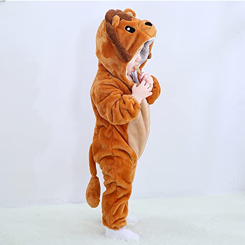 Animal Costume Toddler Winter Autumn Flannel Hooded Romper Cosplay Outfits & Jumpsuit For Unisex Baby & Kids - Lion
