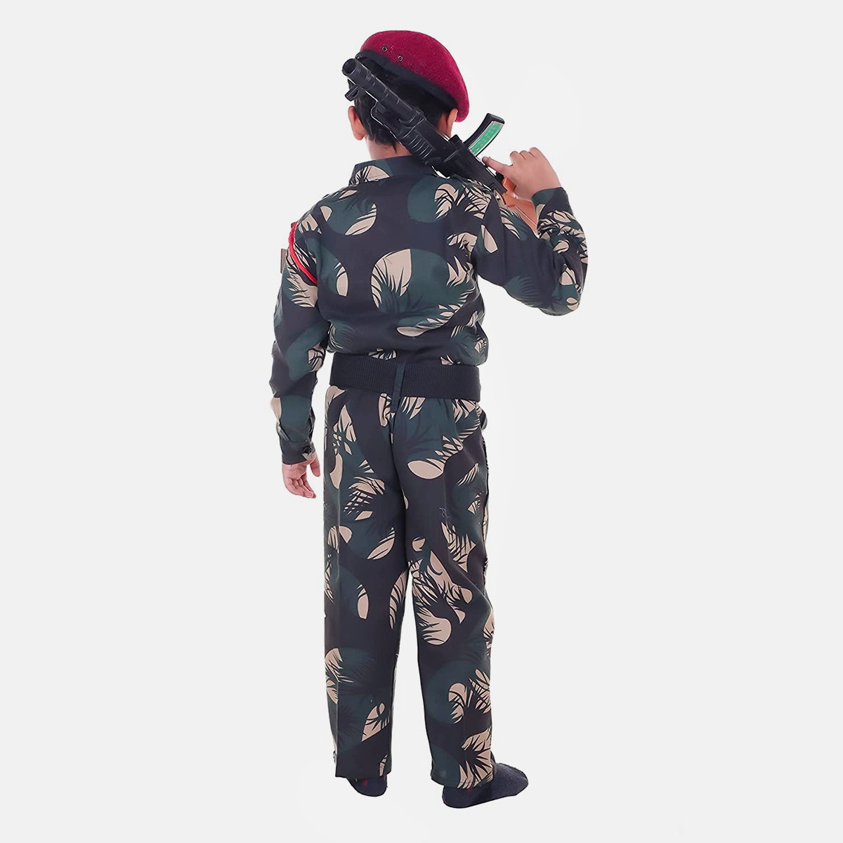 Army Dress for Kids, 14 Pcs Set with Professional Belt, Special Badges, Maroon Beret Cap