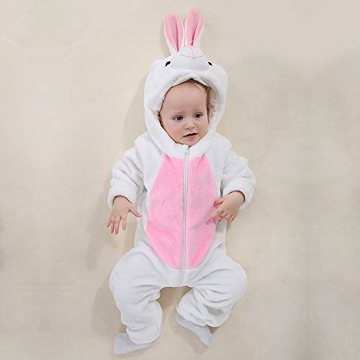 Animal Costume Toddler Winter Autumn Flannel Hooded Romper Cosplay Outfits & Jumpsuit For Unisex Baby & Kids - White Rabbit