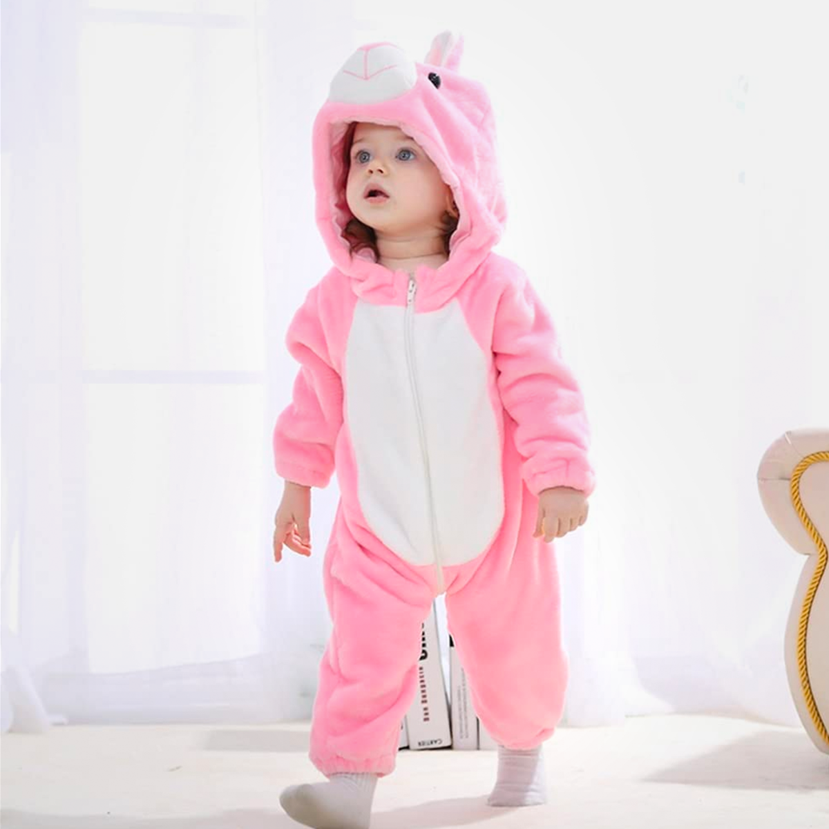 Animal Costume Toddler Winter Autumn Flannel Hooded Romper Cosplay Outfits & Jumpsuit For Unisex Baby & Kids - Rabbit