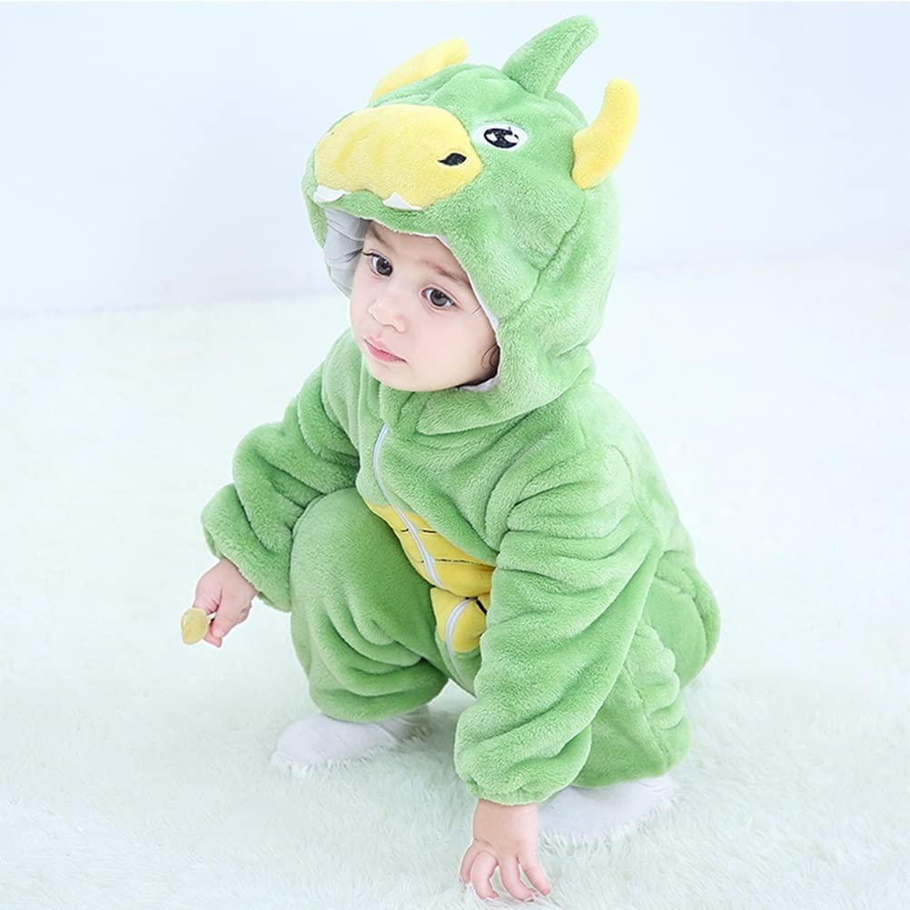 Animal Costume Toddler Winter Autumn Flannel Hooded Romper Cosplay Outfits & Jumpsuit For Unisex Baby & Kids - Dinosaur