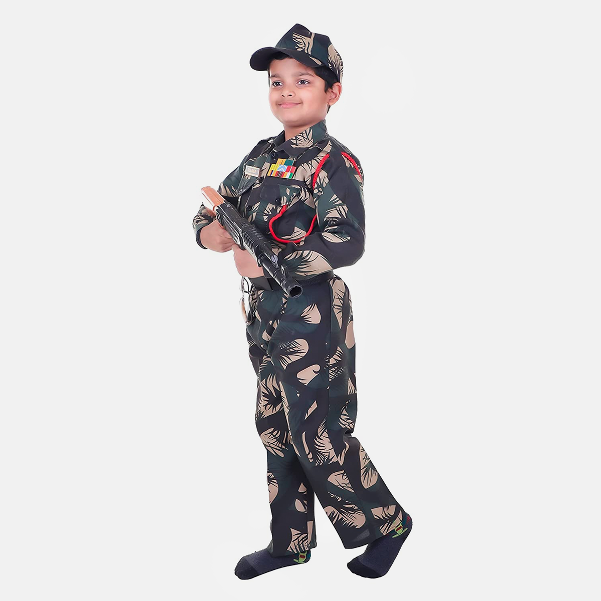 Army Dress for Boys and Girls, Set of 3 with Lightweight Pants, Shirt, Cap, 3Y