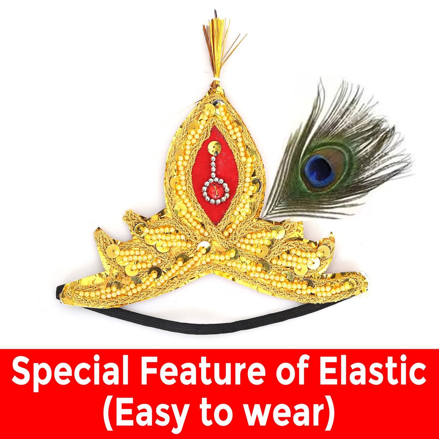 Baby Krishna Brocade Fabric Janmashtami Mythological Character Costume - Jewellery Kids FULL