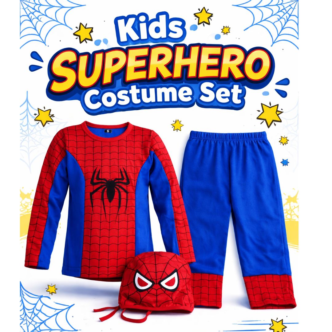 Raj Costume Superhero Costume for Kids | Spider Style Fancy Dress Set with Mask | Halloween, Birthday Party & Cosplay Outfit for Boys & Girls