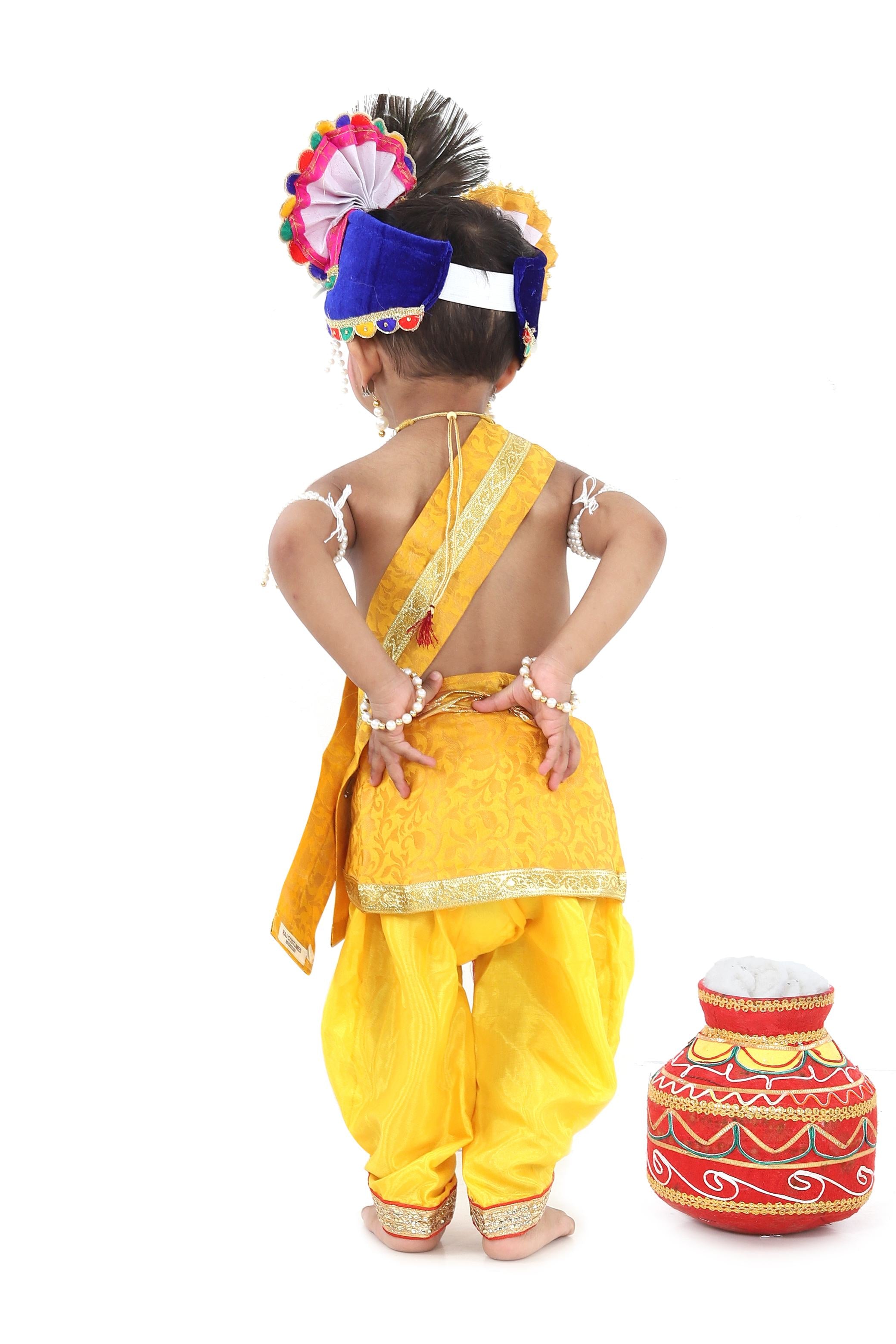 Buy Cotton Radhey Krishna Krishna Dress For Kids | Shri Krishna Dress For  Baby Boy | Janmashtami Kanha Constume For Boy And Girl (6-12 Months) Yellow  at Amazon.in