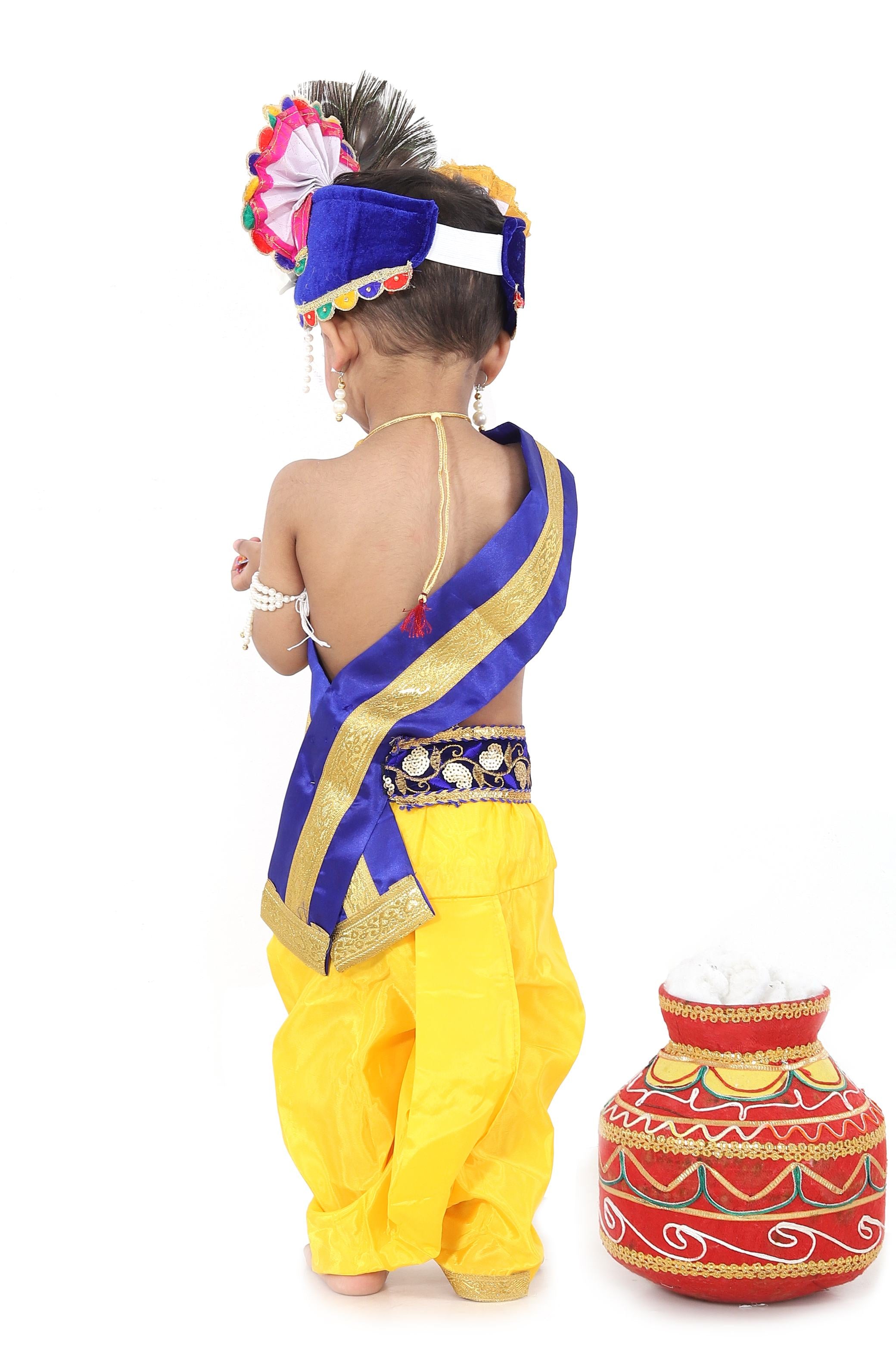 Buy Kaku Fancy Dresses Krishna Costume for Kids | Baby Krishna Dress for  Janmashtami/ Kanha/ Krishnaleela/ Infant Krishna Fancy Dress Costume for  Baby Boys/Girls with Belt Online at desertcartINDIA