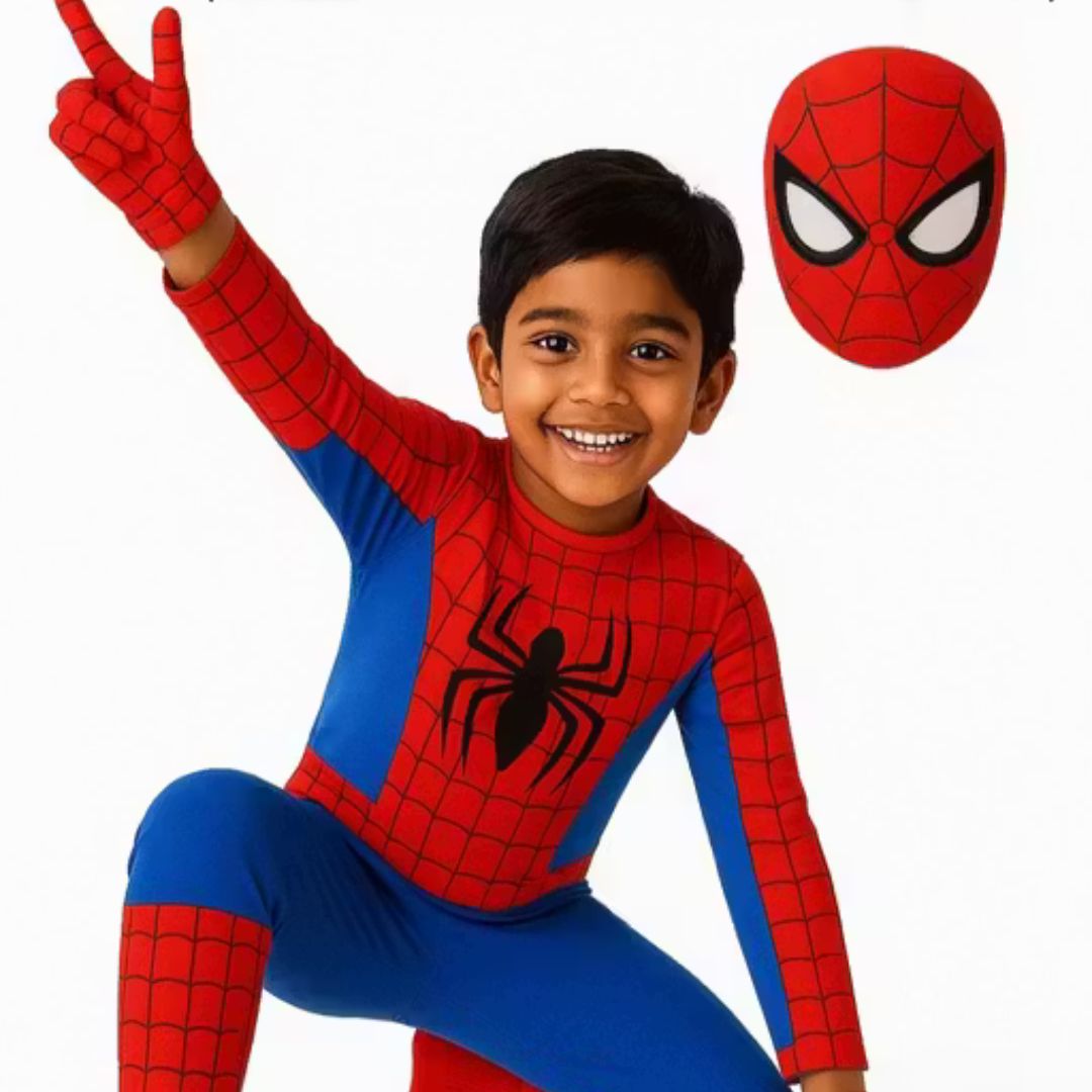 Raj Costume Superhero Costume for Kids | Spider Style Fancy Dress Set with Mask | Halloween, Birthday Party & Cosplay Outfit for Boys & Girls