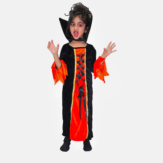 Halloween for Girls, Frock Style California Cosplay Costume in Multiple Colours - Orange_Black