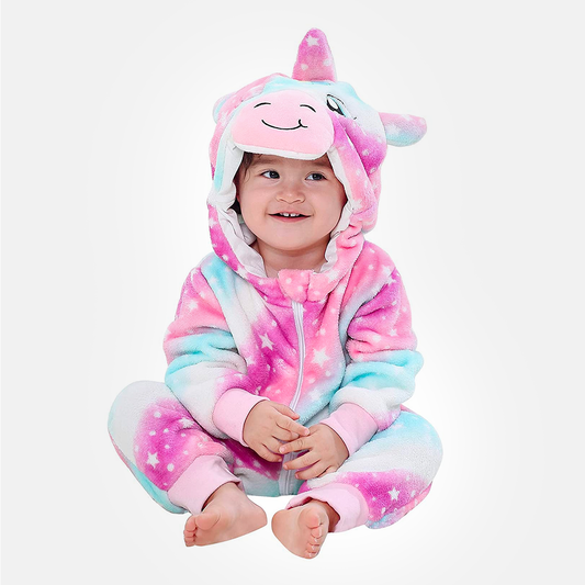 Animal Costume Toddler Winter Autumn Flannel Hooded Romper Cosplay Outfits & Jumpsuit For Unisex Baby & Kids - Unicorn