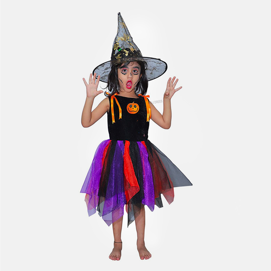Halloween for Girls, Frock Style California Cosplay Costume in Multiple Colours - Witch_MultiC