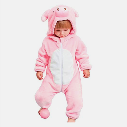 Animal Costume Toddler Winter Autumn Flannel Hooded Romper Cosplay Outfits & Jumpsuit For Unisex Baby & Kids - Pig