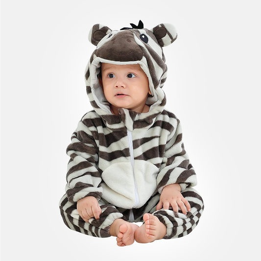 Animal Costume Toddler Winter Autumn Flannel Hooded Romper Cosplay Outfits & Jumpsuit For Unisex Baby & Kids - Zebra