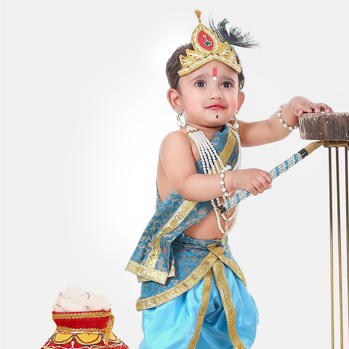 Baby Krishna Dress For Janmashtami With Krishna Mukut Peacock Feather baby-krishna-dress-for-janmashtami-with-krishna-mukut-peacock-feather