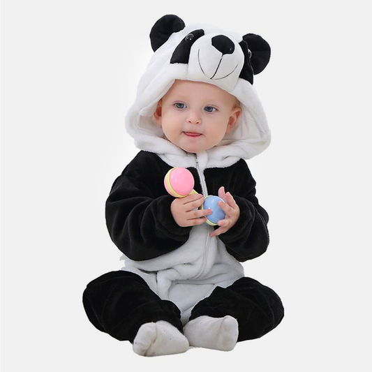 Animal Costume Toddler Winter Autumn Flannel Hooded Romper Cosplay Outfits & Jumpsuit For Unisex Baby & Kids - Panda