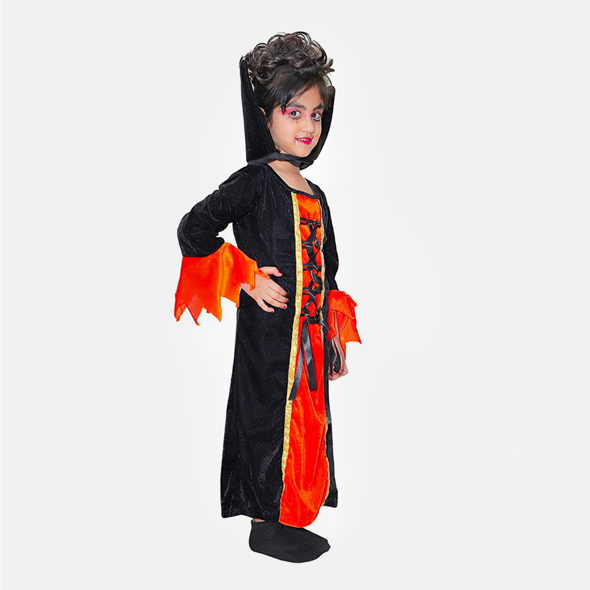 Halloween for Girls, Frock Style California Cosplay Costume in Multiple Colours - Orange_Black