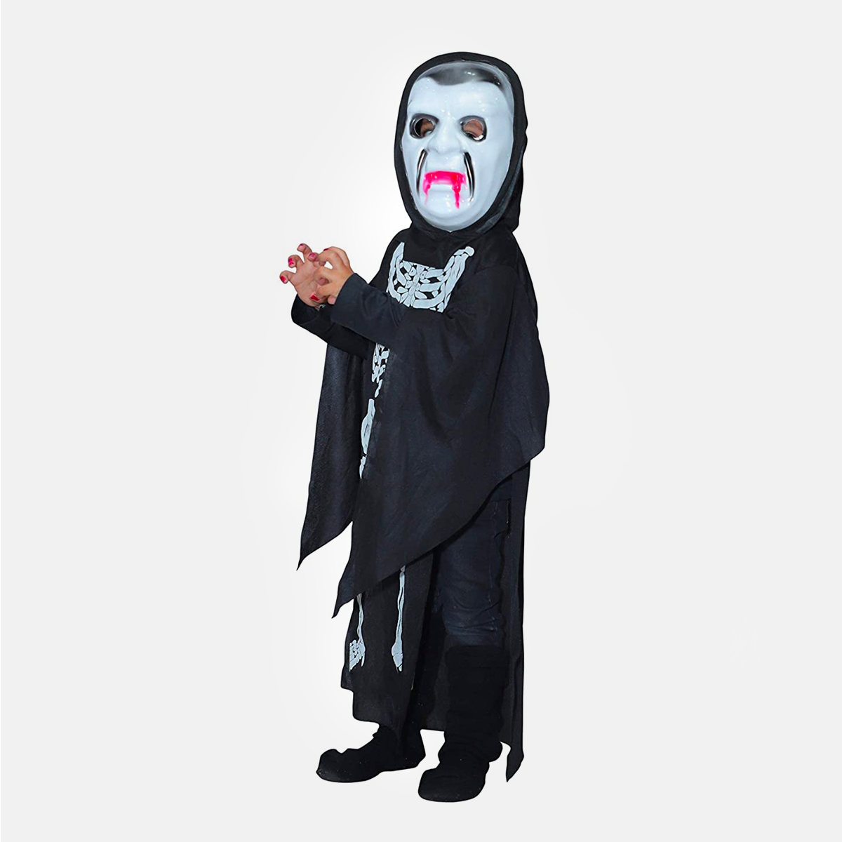 Kids Ghost Halloween Black Scary California Cosplay Fly Gown costume - skeleton