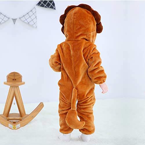 Animal Costume Toddler Winter Autumn Flannel Hooded Romper Cosplay Outfits & Jumpsuit For Unisex Baby & Kids - Lion