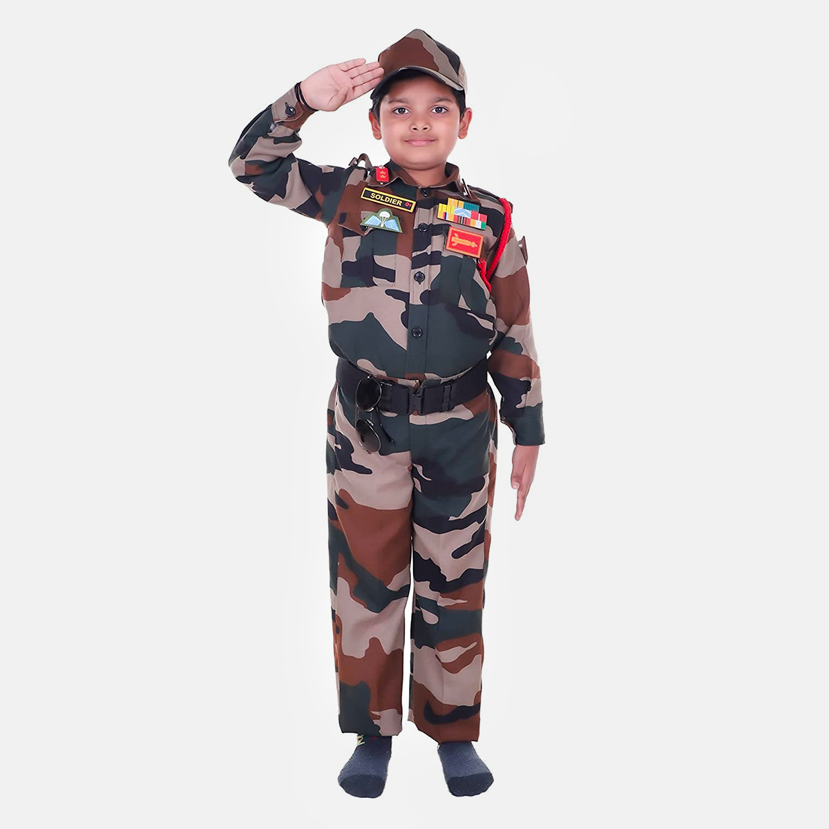 Buy The GrowSome Fancy dress Indian army Costume | Army Dress for Kids| Republic  Day Costume |Soldier Dress | Fancy Dress Costume| Army Costume Dress For  Kids Boys and Girls (1-2 Year),Polyester