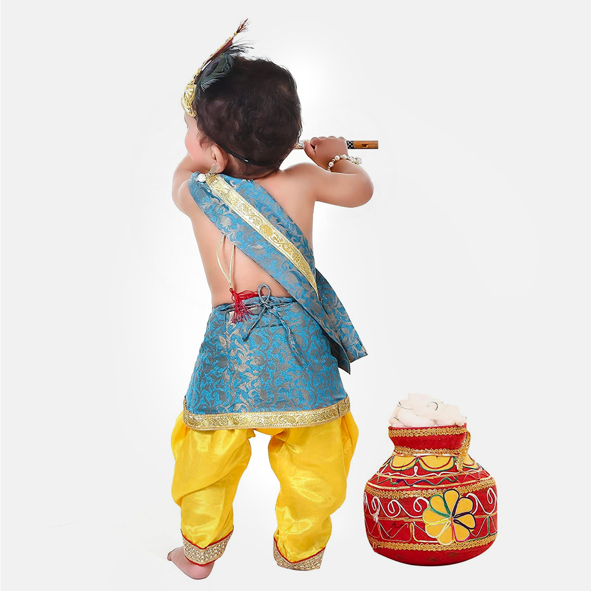 Buy The Holy Mart Embroidery Yellow Cotton Krishna Dress for Baby Boy 0 to  6 Months with Jewellery & Flute, Krishna Costume for Baby Girl, Janmashtami  Dress for Baby Boy Online at desertcartINDIA