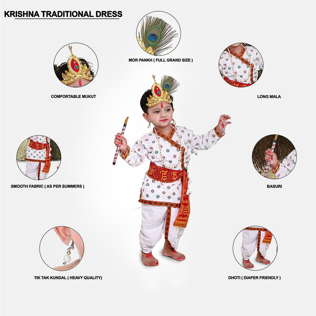 Buy Kaku Fancy Dresses Krishna Costume for Kids | Kids Krishna Dress for  Janmashtami/ Kanha/ Krishnaleela/ Mythological Character Krishna Fancy  Dress Costume for Boys/Girls Online at desertcartINDIA