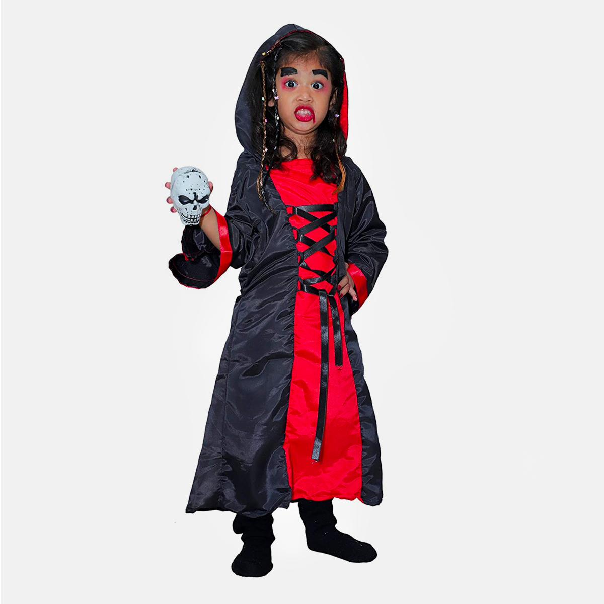 Halloween for Girls, Frock Style California Cosplay Costume in Multiple Colours - RedBlack_Witch